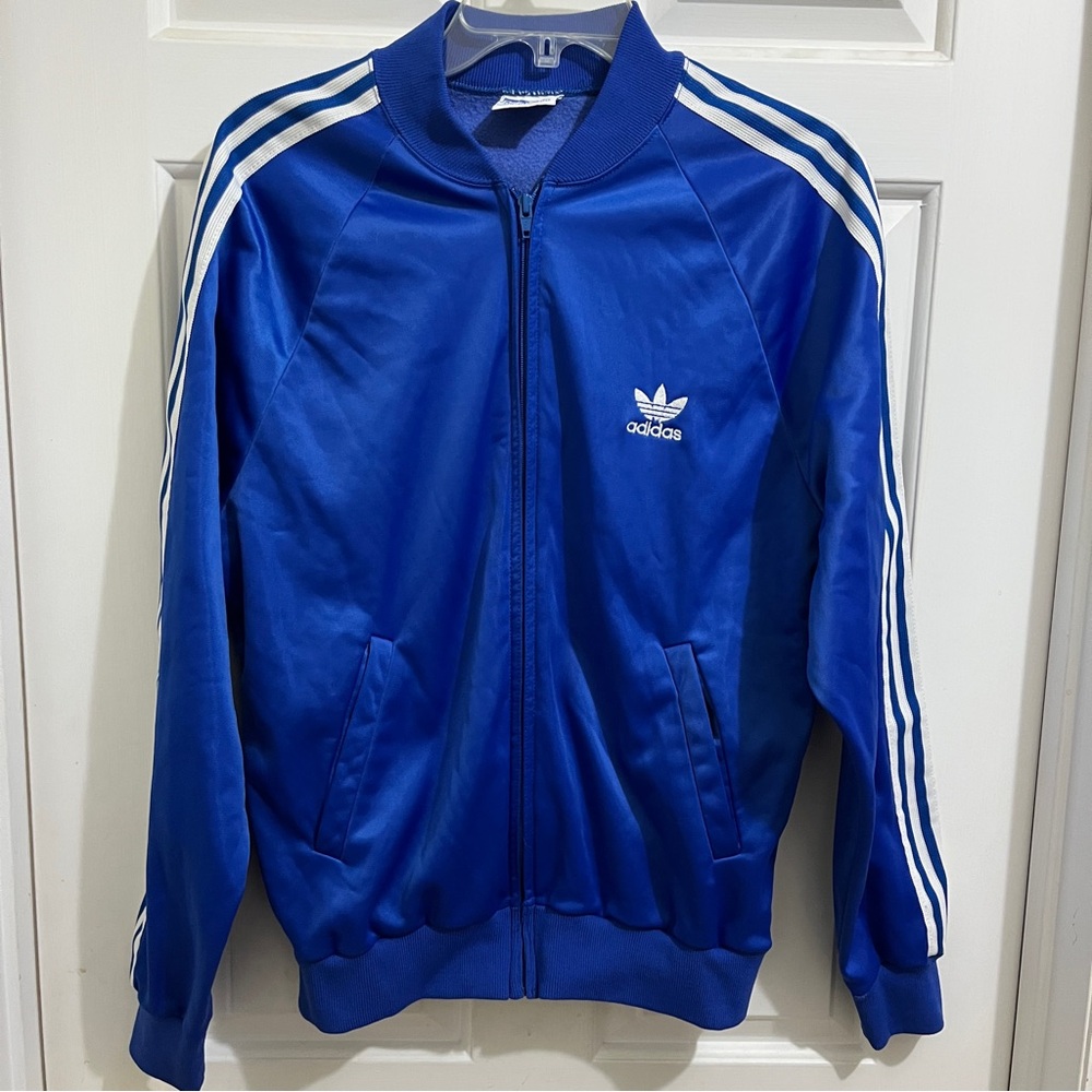 1980s ADIDAS ATP Keyrolan Track Jacket sz Men M USA Trefoil 3 Stripe Royal Blue